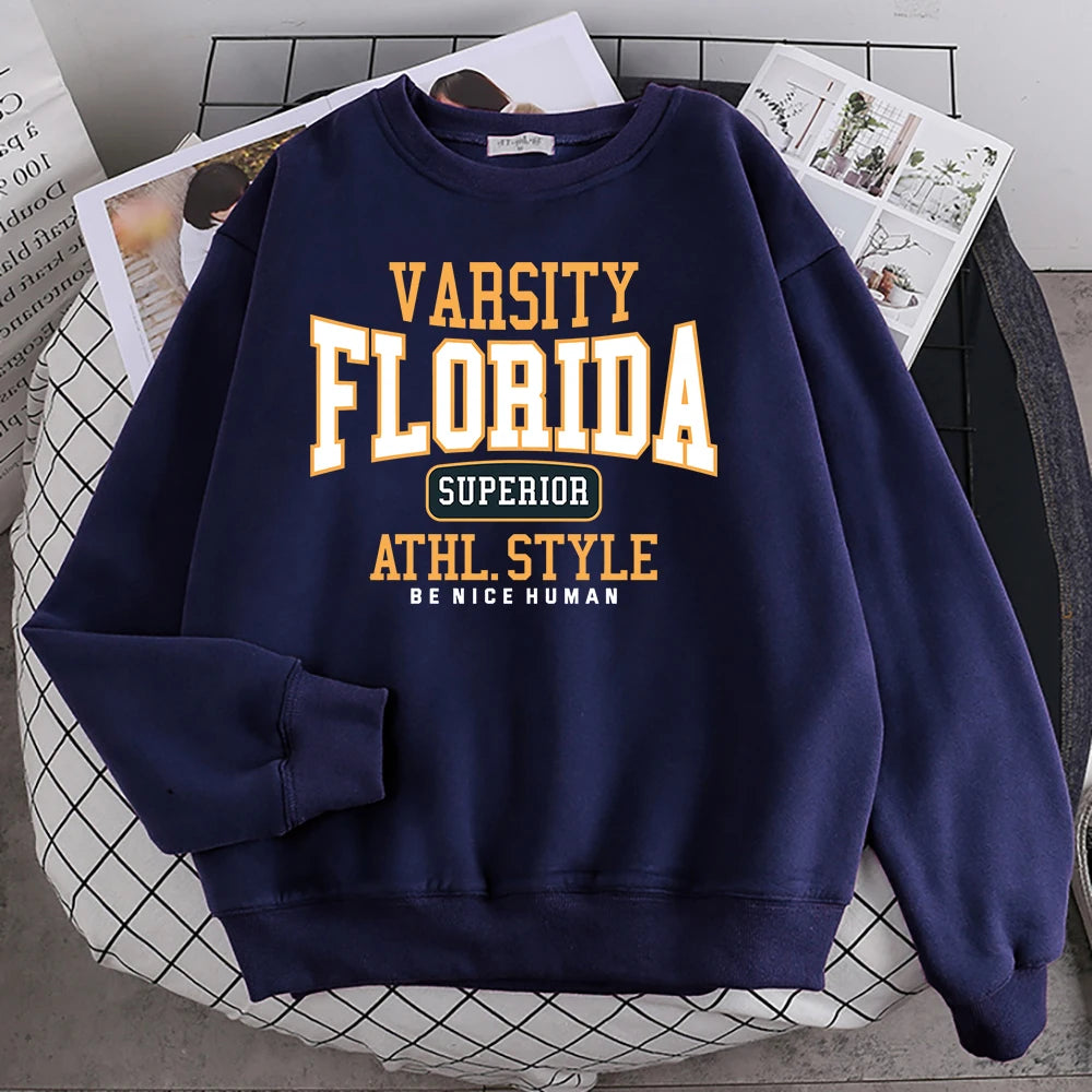 Trend Casual Woman Pullover Florida Superior Athl Style Print Hoody Warm Drop Sleeves Sweatshirt Crewneck Soft Female Streetwear Trend Casual Woman Pullover Florida Superior Athl Style Print Hoody Warm Drop Sleeves Sweatshirt Crewneck Soft Female Streetwear